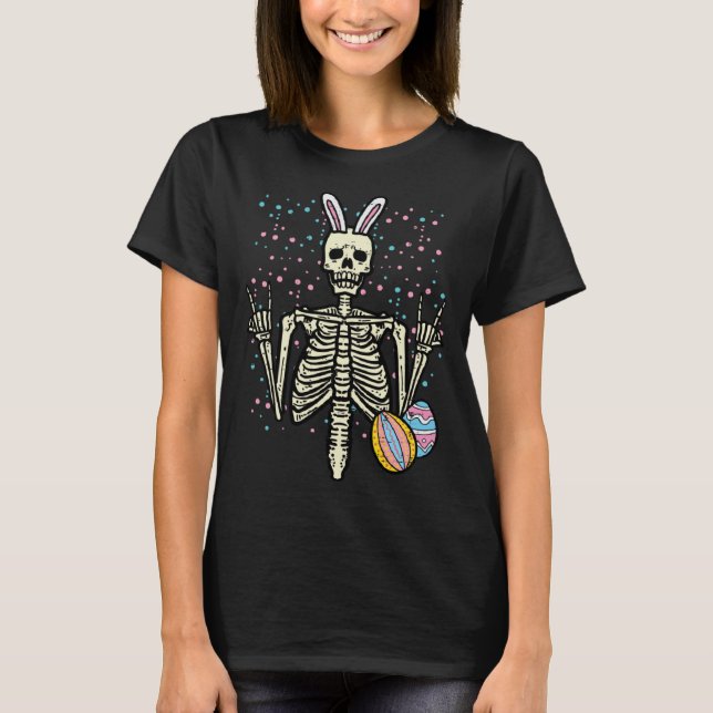 Easter Rocker Skeleton Rock Hand Men Boys Toddler  T Shirt (Framsida)
