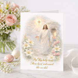 Easter Scripture Risen Christ Floral Helgkort