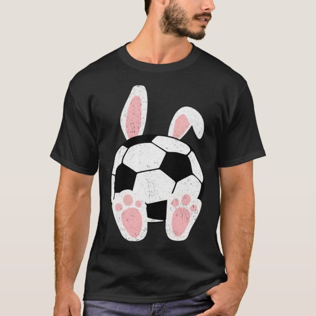 Easter Soccer  Bunny Ears Ball Cute Rabbit Sport T Shirt (Framsida)
