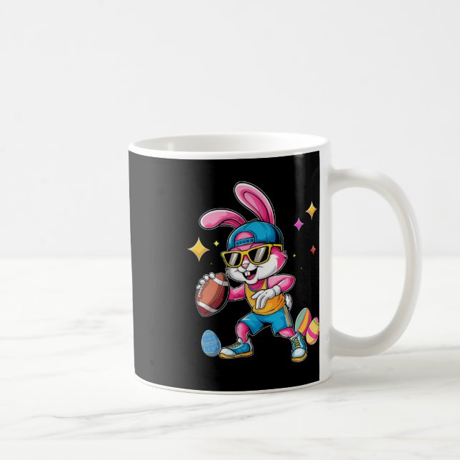 Easter Sport Happy Easter Bunny Playing Footll Kid Kaffemugg (Höger)