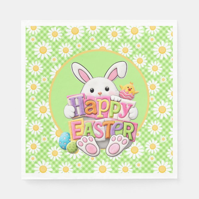 Easter Spring Daisy Bunny  Pappersservett (Framsidan)