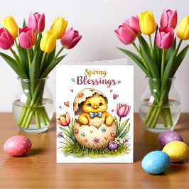 Easter, Spring Hatching Chick Note Card Anteckningskort