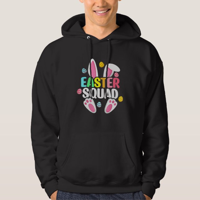 Easter Squad Bunny Ear Eggs Hunting Family Matchin Hoodie (Framsida)