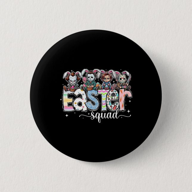Easter Squad Funny Easter Horror Characters Family Knapp (Framsida)
