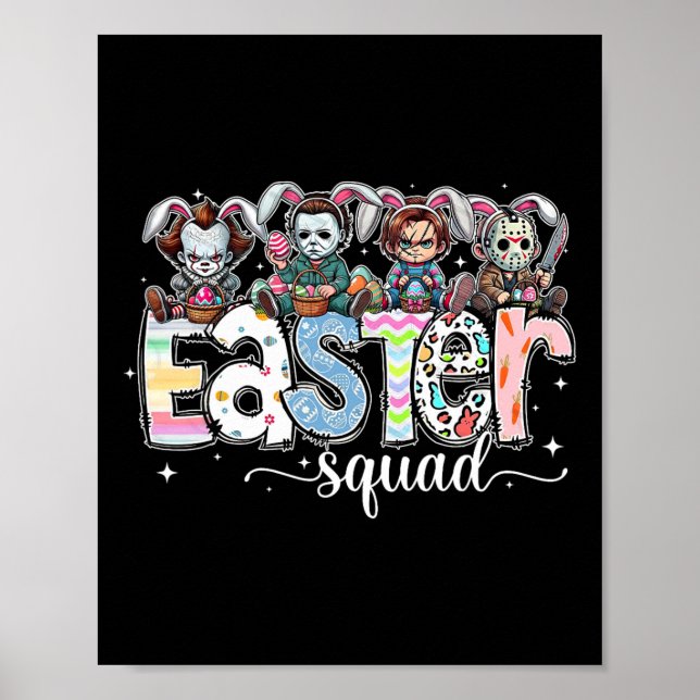 Easter Squad Funny Easter Horror Characters Family Poster (Framsidan)