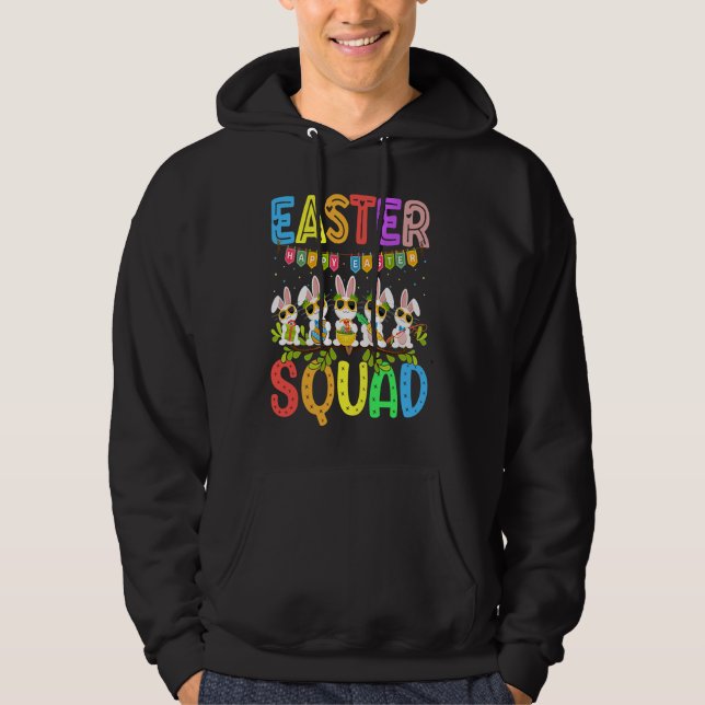 Easter Squad Leopard Easter Bunny Egg Hunt Kids Bo Hoodie (Framsida)