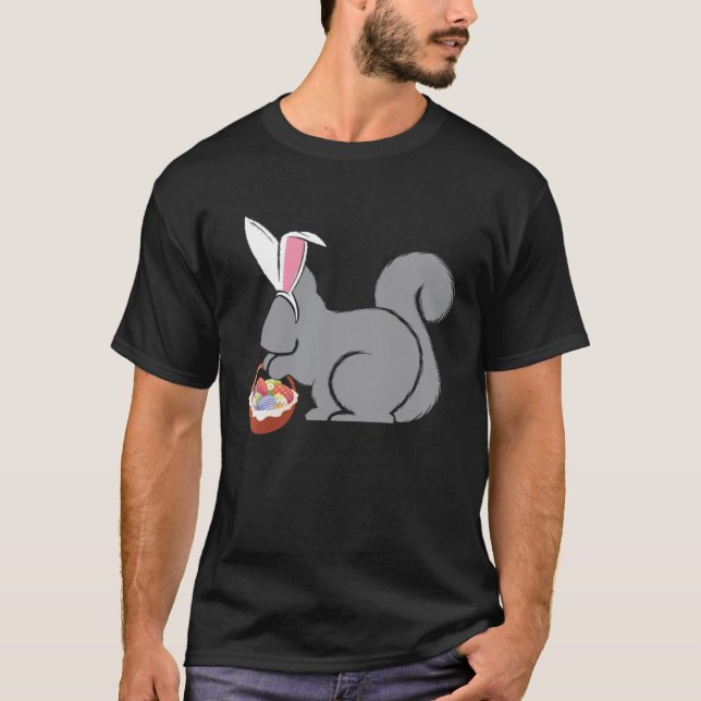 Easter Squirrel  Bunny Basket Egg Hunting Spring T Shirt (Framsida)