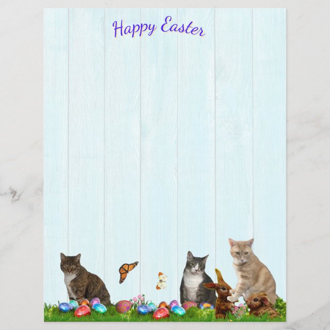 Easter Stationery - With Cats, Bunnies, and Eggs (Framsida)