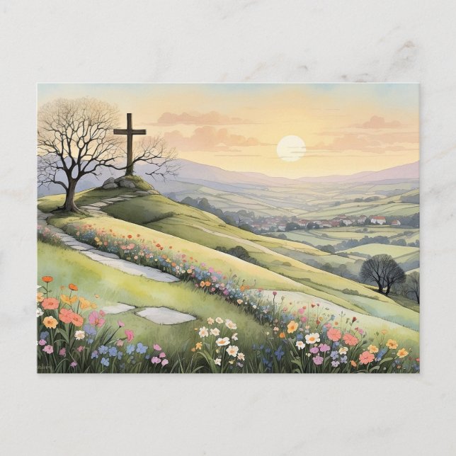 Easter sunrise art illustration helg vykort (Framsida)