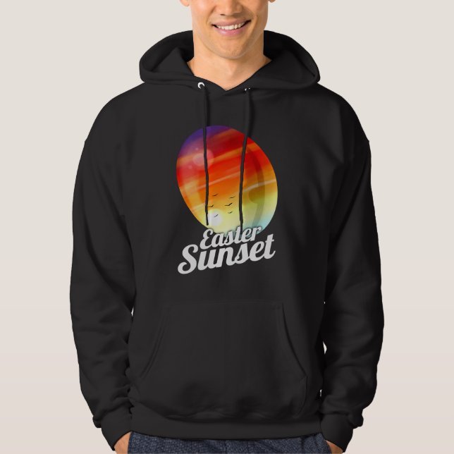 Easter Sunset Painted Easter Egg For Egg Hunt On E Hoodie (Framsida)
