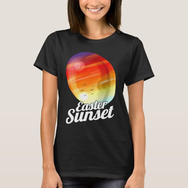 Easter Sunset Painted Easter Egg For Egg Hunt On E T Shirt (Framsida)