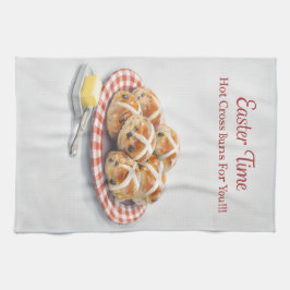 Easter Tea Towel | Hot Cross Buns Kitchen Gift Kökshandduk