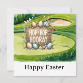 Easter themed for golfer on green grass  julkort