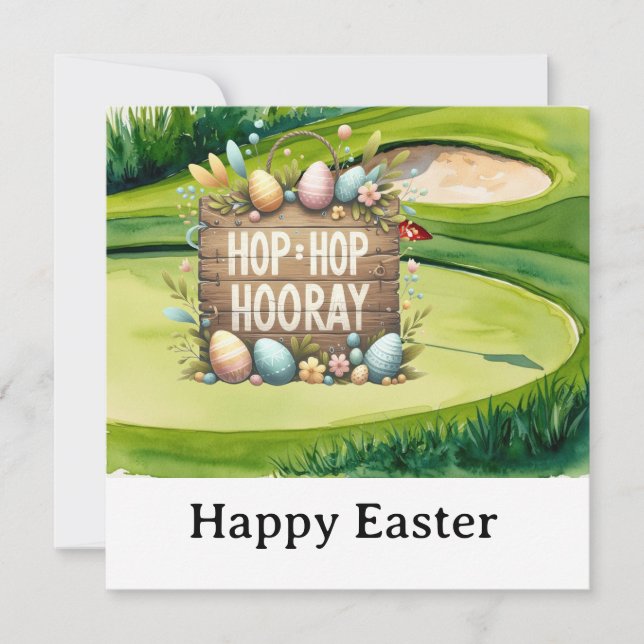 Easter themed for golfer on green grass  julkort (Framsida)