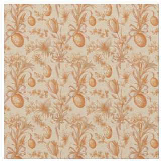 Easter Toile de Jouy Eggs and Tulips Pattern Tyg
