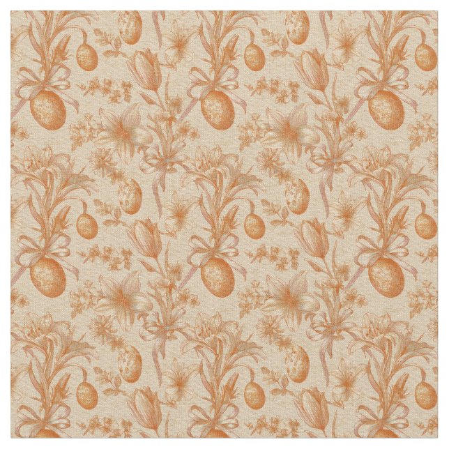 Easter Toile de Jouy Eggs and Tulips Pattern Tyg (Närbild)