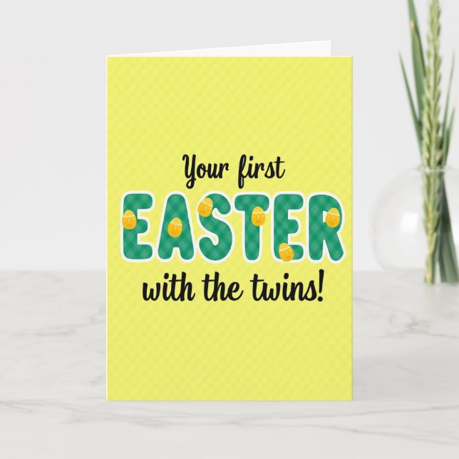 Easter Twins First Celebration Card Kort (Framsida)