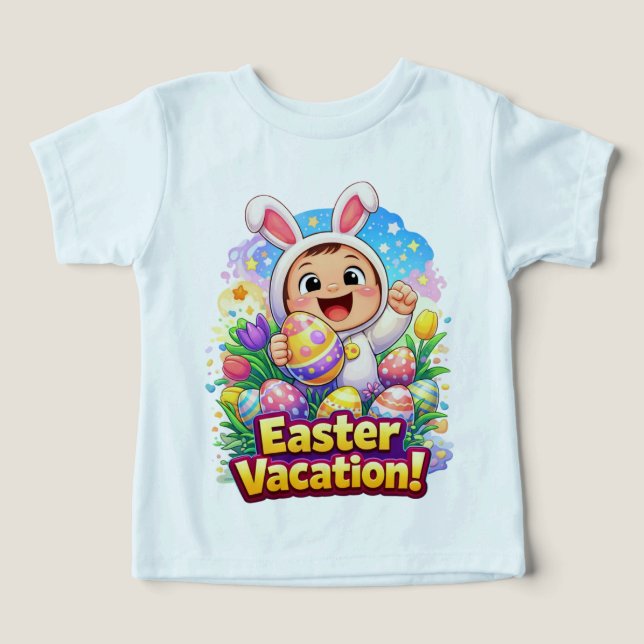 Easter Vacation Cute Baby Bunny Illustration T Shirt (Design Framsida)