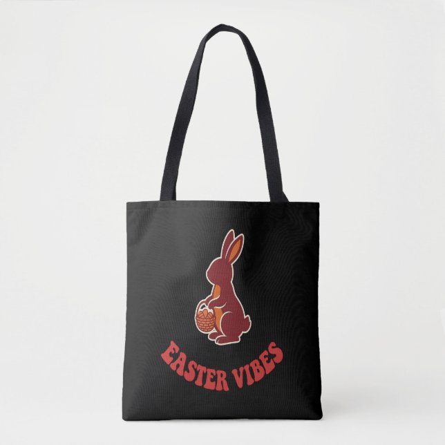 Easter Vibes Bunny Tote Bag Tygkasse (Framsida)