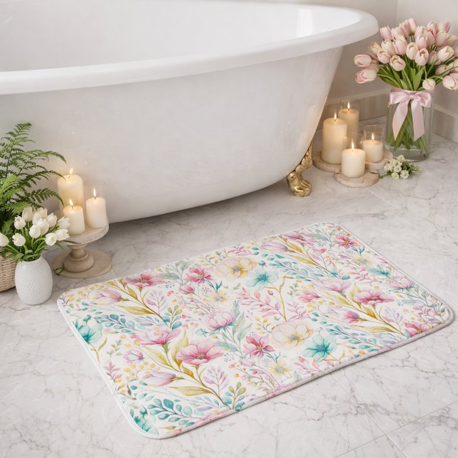 Easter Watercolor Floral Pattern Badrumsmatta (Skapare uppladdad)
