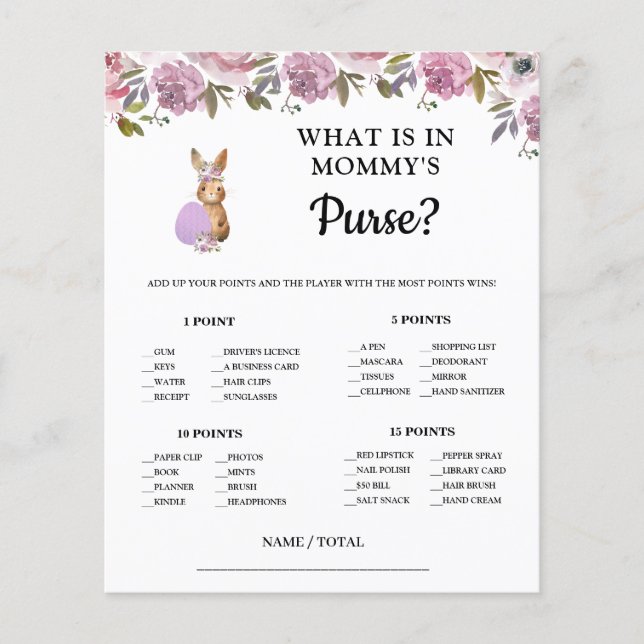 Easter What is in Mommy's Purse Baby Game Card  (Framsida)