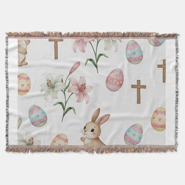 Easter Whimsy – Seamless Bunny & Lily Pattern Filt (Framsidan)