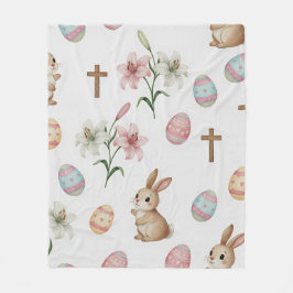 Easter Whimsy – Seamless Bunny & Lily Pattern Fleecefilt