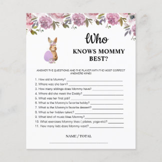Easter Who knows Mommy Best Baby Game Card 