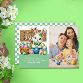 "Easter Wishes! Lovely Bunny with Family Picture" Inbjudningar