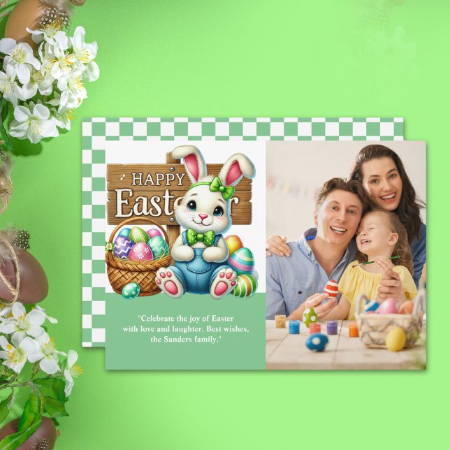 "Easter Wishes! Lovely Bunny with Family Picture" Inbjudningar (Skapare uppladdad)