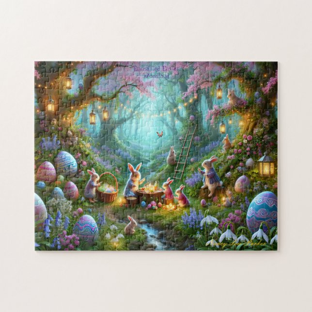 Easter Woodland, Enchanted Forest, Spring Bunnies Pussel (Horisontell)