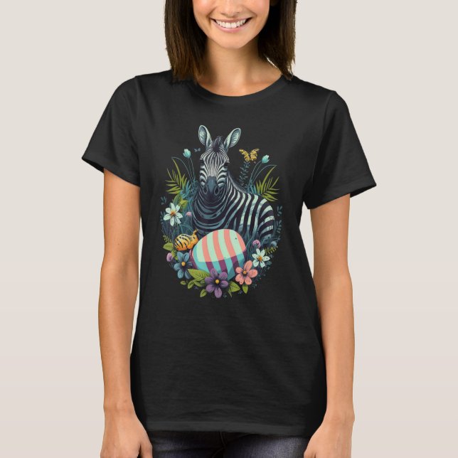 Easter Zebra Bunny Eggs on Easter Zebra T Shirt (Framsida)