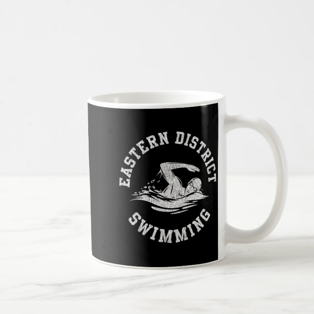 Eastern District Swimming Retro Distressed Sim Trö Kaffemugg (Höger)