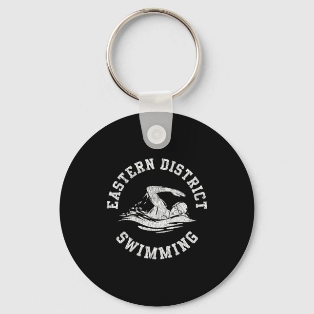 Eastern District Swimming Retro Distressed Simströ Nyckelring (Framsida)