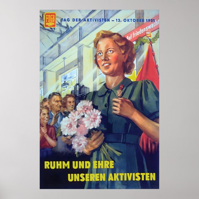 Eastern Germany Propaganda Poster FDGB glory and (Framsidan)