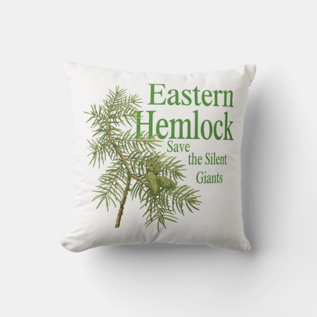 Eastern Hemlock Botanical Nature Decor Pillow Kudde (Framsida)