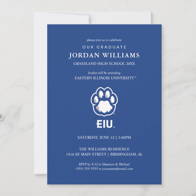 Eastern Illinois Panthers Paw Print & EIU Meddelande (Framsida)