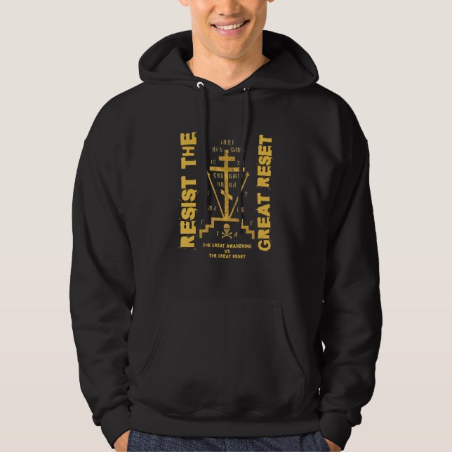 Eastern Orthodox Cross Resist the Great Reset Hoodie (Framsida)