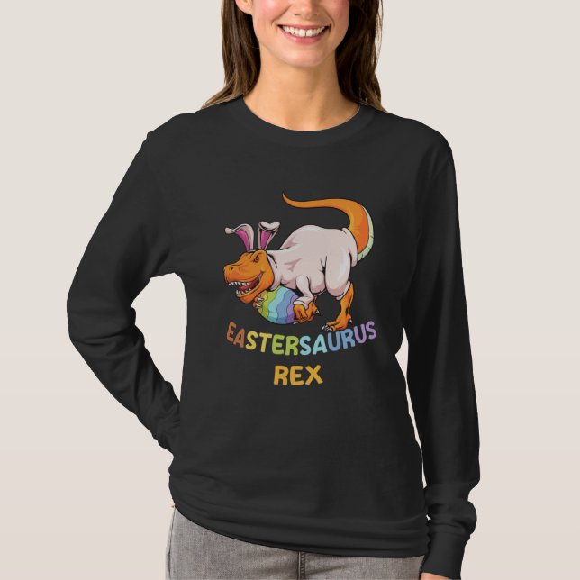 Eastersaurus Rex Easter Rex Dinosaur Bunny Kids Di T Shirt (Framsida)