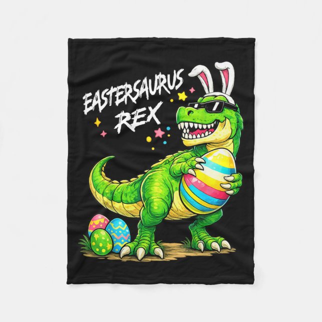 Eastersaurus Rex Rolig Dinosaur Påsk T Rex Kanin Fleecefilt (Framsidan)