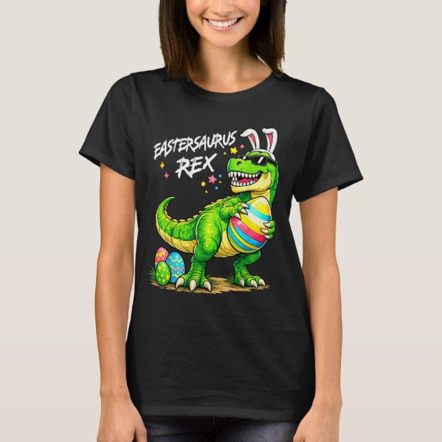 Eastersaurus Rex Rolig Dinosaur Påsk T Rex Kanin Shirt (Framsida)