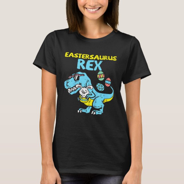 Eastersaurus Rex Trex Easter Bunny Dino Boys Kids  T Shirt (Framsida)