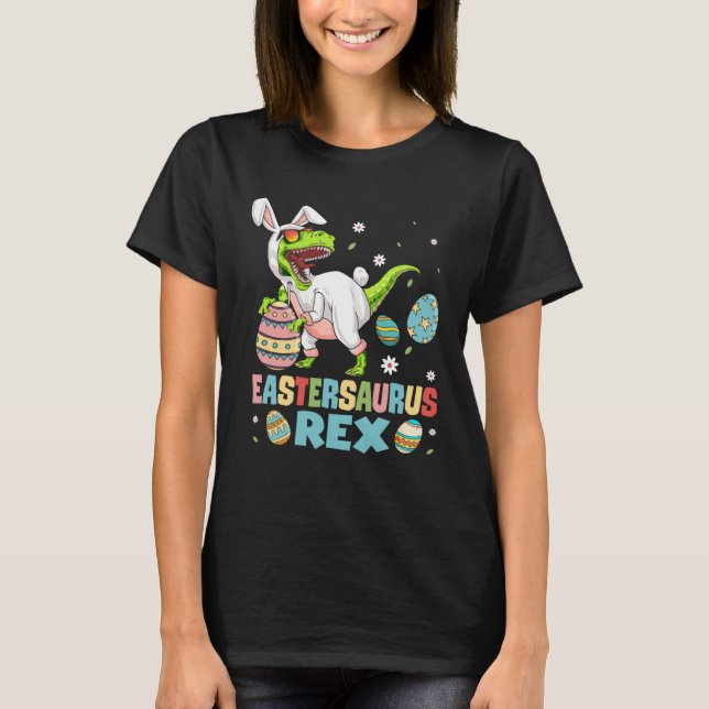 Eastersaurus Rex Trex Easter Bunny Dino Boys Kids  T Shirt (Framsida)