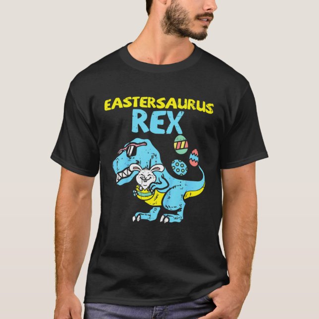 Eastersaurus Rex Trex Easter Bunny Dino Boys Kids  T Shirt (Framsida)