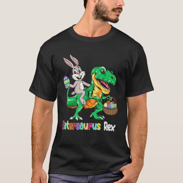 Eastersaurus Rex Trex Easter Bunny Dino Boys Kids  T Shirt (Framsida)