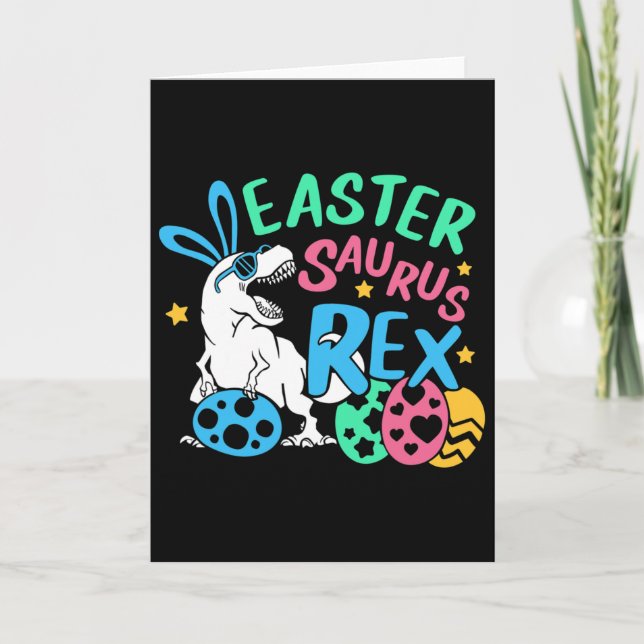 Eastersaurus T-rex Easter Day Tee, Cute Easter Bun Kort (Framsida)