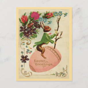 "EASTERTIDE EGG RIDE" BUNNY HELG VYKORT