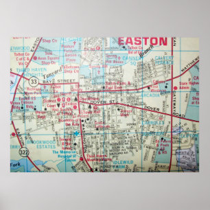 Easton, MD Vintage Karta Poster