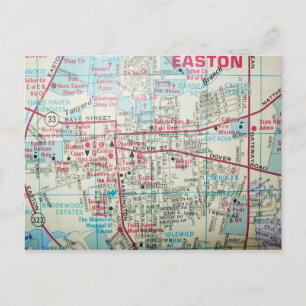 EASTON MD, vykort för Vintage Karta
