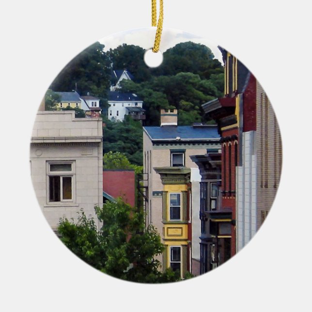Easton PA - Visa från fönster Julgransprydnad Keramik (Framsidan)